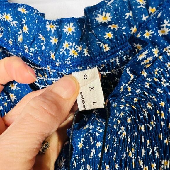 ExLura Blue Daisy Smocked Top and MIDI Skirt Set Flowers Off Shoulder Square NWT - Picture 14 of 16